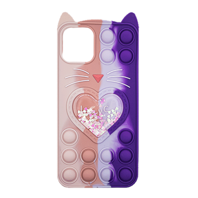 Θήκη iphone 12 / 12 Pro Σιλικόνης με αυτάκια Colorful Bubbles - Σχέδιο: Πολύχρωμη Καρδούλα (Ροζ - Μωβ) 