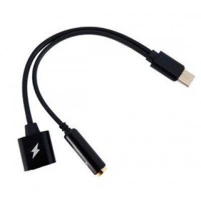 USB-C (Type-C) to 3.5mm Headphone / Audio Adapter / Charging Cable - Black