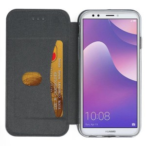 Θήκη Huawei Y7 / Y7 Prime 2018 Soft TPU&PU Leather Flip Βιβλίο Smart Magnet Elegance -Χρυσό Θήκες Smartphone